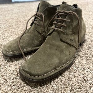 Joan and David 6.5 authentic Italian suede leather ankle boots green brown EUC